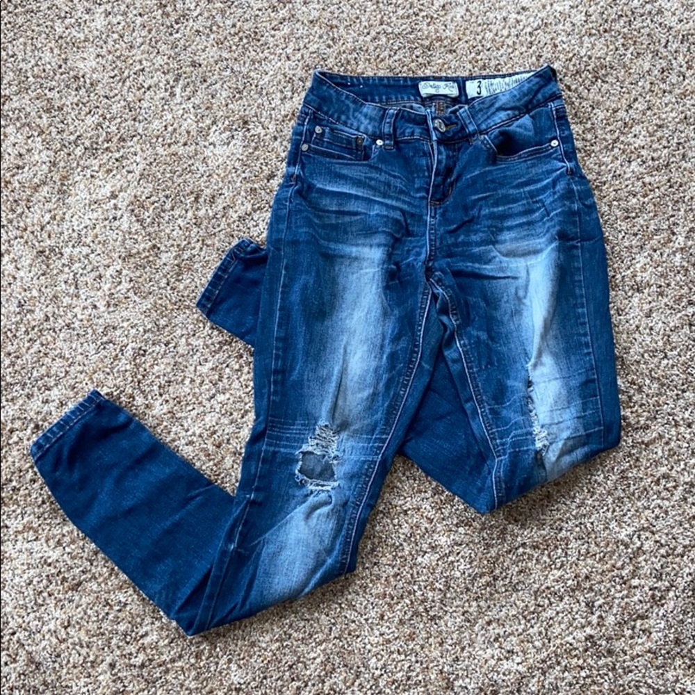Distressed Blue Jeans